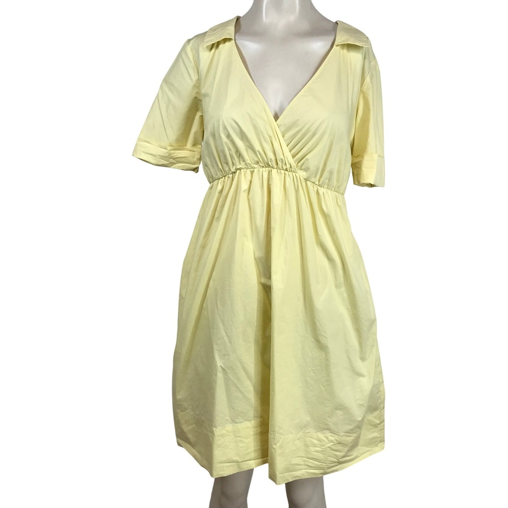 MAX&Co Max Mara Yellow‎ Cotton Empire Waist Wrap Front Dress 82211811 Womens 6